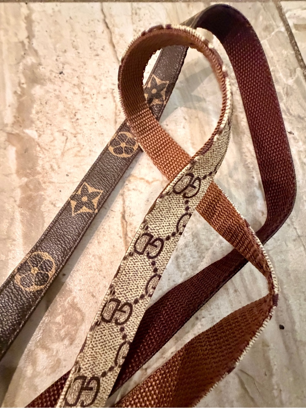 Designer-Inspired Brown and Beige Patterned Wristlet Straps - Picture 4 of 9